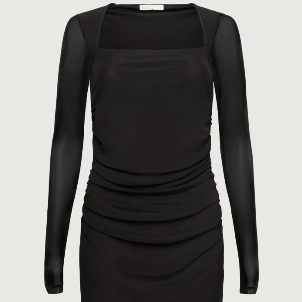 Oak + Fort Ruched Waist Square Neck Mini Dress